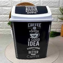 Ведро для мусора 5л с рисунком Чёрный кофе "ELIF"